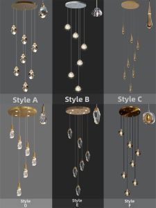 HUITUO | American Style Crystal Rotating Stairway Chandelier