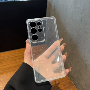 CrashStar Glitter Shiny Soft Transparent Phone Case For Samsung Galaxy S25 S24 FE S23 S22 S21 Note 20 Ultra + A56 A55 A54 A53 A36 A35 A17 A16 A15 A14 A13 A06 A05S A05 A04S 5G Silicone Anti-fall Phone Cover TPU Shockproof Phone Casing Skin