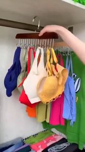 Wooden Clothes Hanger with 8 Hooks Multifunctional Sling Bra Necktie Storage Hanging Holder Household Dormitory
