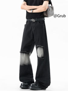 Grace Rub | American Gradient Holes Summer Street Style Cleanfit Bell-bottoms Straight Jeans