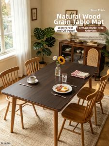 JIELEFAN | Waterproof Oil-Resistant Wood Texture Table Protector Mat No-Wash Leather