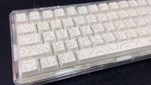 Contour Lines Translucent Keycaps Side Engraving Cherry Profile Black White Key Cap 60 70 80 90 100 Layout Mechanical Keyboard