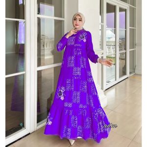 RED FLOWER DRESS GAMIS TWILL RAYON CANDI MEKAR GAMIS BATIK CAP SHALDA BATIK PEKALONGAN