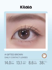 Kilala 2pcs Daily Disposable 1 Day Lens Soft Color Contact Lenses Cosmetic Contact Lenses 38%14-14.2mm Gifted Grey/Gifted Brown/Valor Blue Contact Lenses