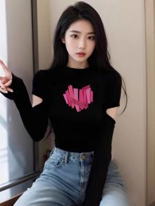 Elegant Short Sleeve Womens T-shirt Long Sleeve American Style Casual Cotton Top for Outerwear And Inner Match Sweet Cool Style