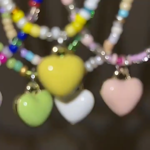 good 999 Fashionable LOVE heart bead dopamine colorful sweet girl necklace N7429