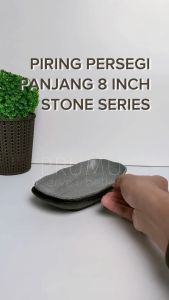 PRUMU Melamine Stone Piring Persegi Panjang 8 inch - Piring Saji - Piring Cafe - Piring Restoran - Piring Hotel - Piring Sushi - Golden Dragon P6608A