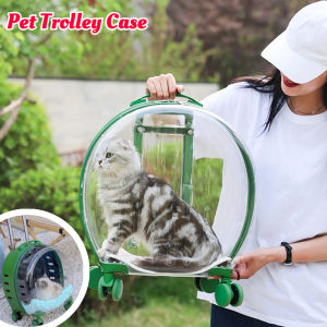 Portable Transparent Cat Travel Bag Trolley Case Breathable Trolley Go Out Travel Pet Luggage