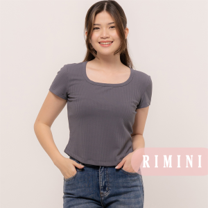 RIMINI - Atasan Cewe Bluss Casual Kekinian XS-XL - Rosetta Rib-Knit Square Neck Top CC30825