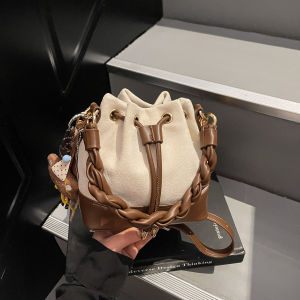 Vintage Twist Bucket Bag Womens Crossbody Bag Commute Fashion Retro Style Handbag Casual Simple Style Non-Washable Polyester