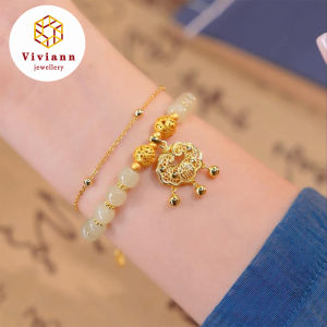 Viviann Original high-quality pure silver 金玉满堂 Hotan Jade Embroidery Bracelet Girls pure silver Retro Delicate Bracelet Jade Beads Bracelet For Women Crystal Jades Jewelry Bangle Bracelets