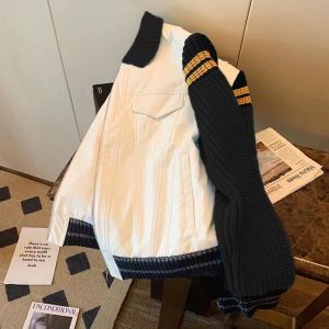 American Style Baseball Sweater Jacket Mens Womens Loose Fit Casual Knittedwear Autumn Winter New Arrival Trendy Splice Design