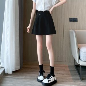 กางเกงขาสั้นสูทเอวสูงทรงเอเอวสูงสำหรับผู้หญิงในช่วงฤดูร้อนปี 2025 กางเกงขายาวทรงหลวมลำลองสำหรับผู้หญิง ทรงเข้ารูป