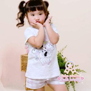 Đồ bộ bé gái Hello Kitty BOMINES quân ngắn mùa hè cho bé 3- 10 tuổi 12- 30kg DBSBGKITTYUNICORN