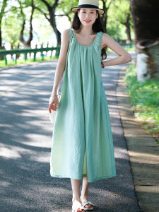 Skin-Enhancing Wrinkle Foamed Two-Way Design Vest Dress