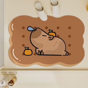 Bathroom Anti-Slip Water Absorbent Cartoon Floor Mat Toilet Entrance Rug Home Use Modern Simple Style Natural Rubber Carpet