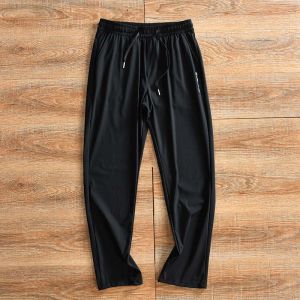 Ice Silk Cool Feeling Quick Dry High Elasticity Summer New Mens Sport Casual Lightweight Breathable Air Conditioning Long Pants