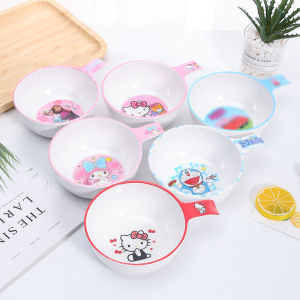 Bát Ăn Trưa Cho Trẻ Em Có Tay Cầm Hình Hoạt Hình Dễ Thương Chống Rơi Chống Bỏng Bát Đựng Súp Bằng Melamine Cho Trẻ Em