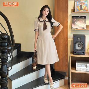 Đầm thiết kế BEMINE cổ đức phối cavat kiểu dáng chữ A phù hợp đi làm-MT11065