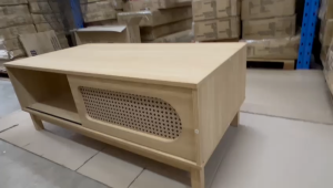 Flexidesignx Coffee Table Rattan Sliding Door Sofa Tea Table Natural Style – AKIO