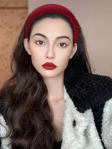 Red Hairband High Hairline Whitening Large Head Size Autumn Winter Retro Anti-aging Hair Accessories for Children