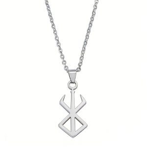 Bandai | Stainless Steel Jewelry Berserk Necklace Sword Logo Pendants Choker The Mad Warrior Of Norse Viking Mythology Men Adornment Gift