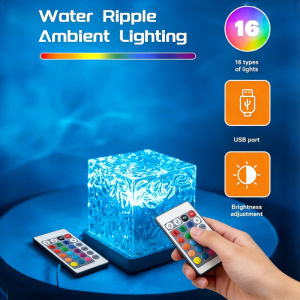 UOSU | 16 Colors Night Light Ocean Wave Projector Light Auto Rotate with Remote USB Powered RGB Ambient Light Home Living Bedroom Decor