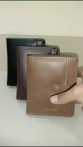 Baellerry Dompet Uang Lipat Tebal Dengan Zipper dan Kancing Pengunci D9153 Bahan Kulit Sintetis Lembut