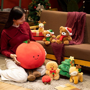 JOJO CASTLE 2025Merry Christmas Decoration Kawaii Soft Stuffed Santa Claus Deer Elk Santa Teddy Bear Xma Tree Plush Toys Christmas Tree  Apple Plush Toy Doll Gift for Kids Children Christmas Gifts 圣诞礼物