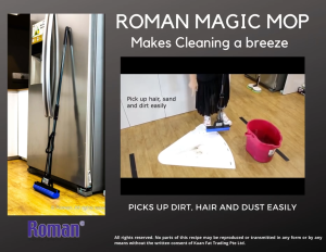 Roman Magic Sponge Mop - Floor Mop with Super Absorbent Sponge for Marble Tile Parquet Wood Floorings