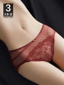 Ren Nguyên Chất Cotton Vải Bông Nữ Quần Lót Thoáng Khí Gợi Cảm Tam Giác Eo Giữa Quần Short Quần Đùi Năm May Mắn Màu Đỏ 2024 Vải Nylon Phong Cách Mới Quần Lót Nam