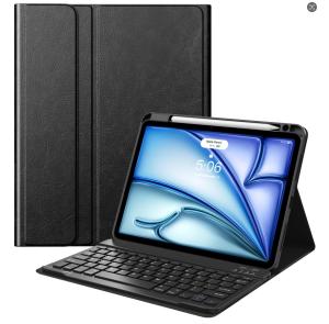 MoKo for New iPad Air 11 Inch Case with Keyboard 2025/2024 Released Magic Detachable Folio Keyboard Cover with Pencil Holder for iPad Air 7th/6th/5th/4th Generation Tablet Protect Case