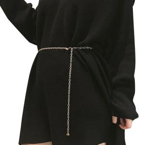 สร้อยเอวโซ่โลหะแบบลำลองสำหรับผู้หญิงพร้อมตัวจับหัวเข็มขัด สายรัดคอลเลกชันฤดูร้อนปี 2024 หนังวัวสองชั้น