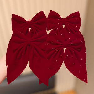 4/2-piece set of red bow hair clip fashion accessories suitable for cute girls suitable for various occasions gift creativity