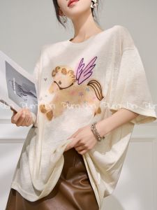 Age-reducing Loose-fit Pony Print Long-sleeve T-shirt