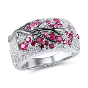 Fashion Plum Blossom Branch Stones Cubic Zircon Women Rings Jewelry Wedding Rings for Women Jewelry Wholesale