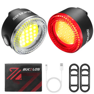 BUCKLOS COB LED Đèn Pha Xe Đạp Bộ Đèn Hậu Siêu Nhẹ Phía Trước Phía Sau Đèn Xe Đạp Đường MTB Đi Xe Đèn Cảnh Báo IPX5 Chống Nước