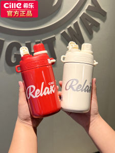 Student Thermal Cup: 316 Stainless Steel Fashion Collectible High Aesthetic Portable Dual Drink Mouth Girls Thermal Cup