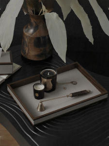 Zakka Style Walnut Fragrant Leather Tray