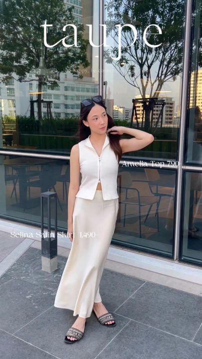 Taupe.brand - Selina Satin Skirts " กระโปรงซาติน ผ้ามีน้ำหนักเนื้อผ้า ...