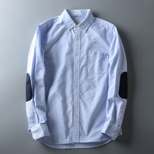 ฤดูใบไม้ร่วง ผู้ชายสไตล์ใหม่ สลิมฟิต ลำลอง เสื้อเชิ้ตผ้าอ๊อกซ์ฟอร์ดบริสุทธิ์ ผ้าฝ้าย เสื้อเชิ้ตข้อศอกล้าง หลากหลาย ทันสมัย อ่อนเยาว์