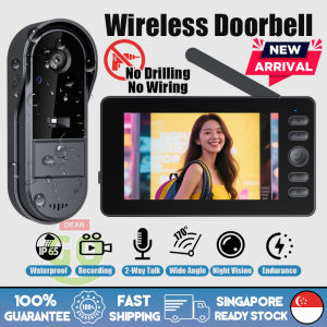 🇸🇬[READY STOCK] 2025 Wireless Video Doorbell Camera 2-Way Intercom System with 4.3inch Monitor IPX65 Waterproof Night Vision 170° Viewing AngleHome Security No APP No WiFi