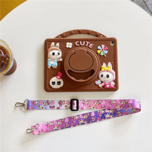 สำหรับแท็บเล็ตแผ่นเกียรติยศ X7 8.7นิ้ว2025 ° น่ารักสำหรับเด็กที่จับซิลิโคน LABUBU 360หมุนได้เคสแลปท็อปช่องเสียบปากกา