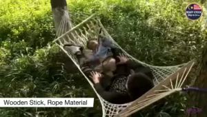 Single Mesh Cotton Rope Stick Hammock Swing Outdoor Camping Supplies Katil Berkelah Berkhemah