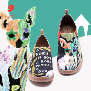 UIN Art Painted Travel Women Shoes KNITS Round Toe Slip on Lightweight Loafers Breathable Fashion Sneakers Chihuahua