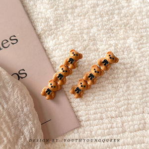 Cute Bear Hair Clips Womens Bangs Clips Versatile Sweet Hair Accessories YOUTH YOUNG QUEEN Brand Other Material Edge Clips