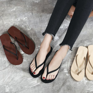 2020 New Womens Thick Heel Sandals Fashionable Outdoor Summer Slippers Anti-Slip Simple Beach Shoes Trendy PU Material