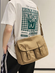 Casual Canvas Crossbody Bag for Men Student Versatile Leisure Single Shoulder Bag Retro Workwear Japanese Style Bag
