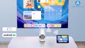 【🔥Buy 2 Get 20% OFF】HY300 Projector 4K Ultra HD Projector 8000 Lumens Proyector Smart TV Android 11.0 OS LED Movie Projector Home Cinema Projector HY320 Wireless WIFI Bluetooth LCD Portable Projector for Cellphone