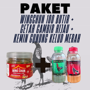 PAKET WING CHUN 100 BUTIR + GETAH GAMBIR HULK + KEMIN GUNUNG KELUD BOTOL - paket untuk ayam